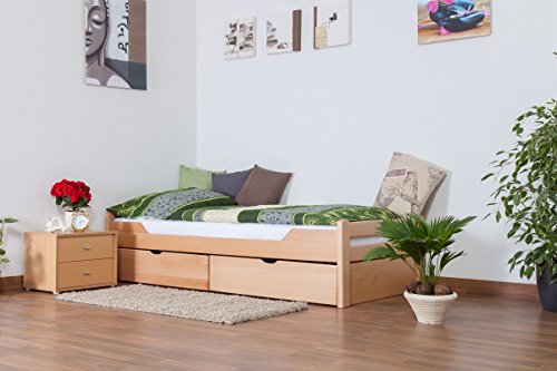 Einzelbett/Funktionsbett "Easy Premium Line" K1/1n inkl 2 Schubladen und 2 Abdeckblenden, 90 x 200 cm Buche Vollholz massiv Natur von Steiner Shopping
