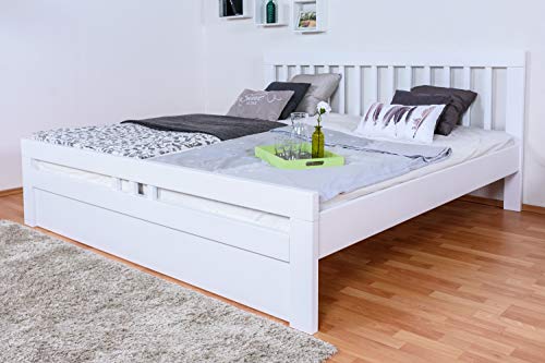 Doppelbett "Easy Premium Line" K8 inkl.1 Abdeckblende, 200 x 200 cm Buche Vollholz massiv weiß lackiert von Steiner Shopping Möbel