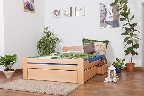 Einzelbett/Funktionsbett "Easy Premium Line" K4, inkl. 2 Schubladen und 1 Abdeckblende, 140 x 200 cm Buche Vollholz massiv Natur Einzelbett/Funktionsbett "Easy Premium Line" K4, inkl. 2 Schubladen und 1 Abdeckblende, 140 x 200 cm Buche Vollholz massiv Natur von Steiner Shopping