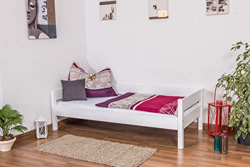 Einzelbett/Gästebett Benedikt Buche Vollholz massiv weiß lackiert, inkl. Rollrost - 90 x 200 cm von Steiner Shopping