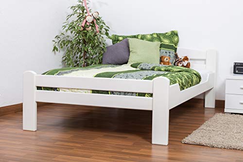 Einzelbett/Gästebett"Easy Premium Line" K4, 120 x 200 cm Buche Vollholz massiv weiß lackiert von Steiner Shopping