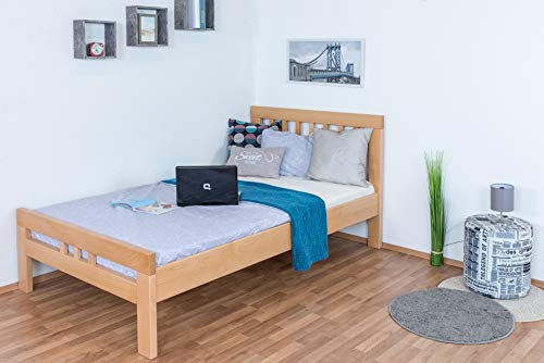 Einzelbett/Gästebett "Easy Premium Line" K8, 120 x 200 cm Buche Vollholz massiv Natur von Steiner Shopping