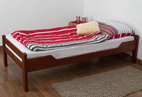 Einzelbett "Easy Premium Line" K1/1n, Buche Vollholz massiv Kirschfarben - Maße: 90 x 190 cm von Steiner Shopping