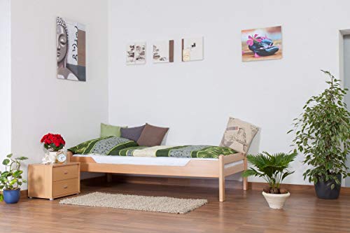 Einzelbett "Easy Premium Line" K1/1n, Buche Vollholz massiv Natur - Maße: 90 x 190 cm von Steiner Shopping