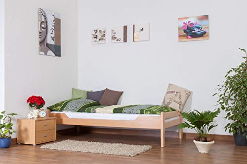 Einzelbett "Easy Premium Line" K1/1n, Buche Vollholz massiv Natur - Maße: 90 x 200 cm von Steiner Shopping