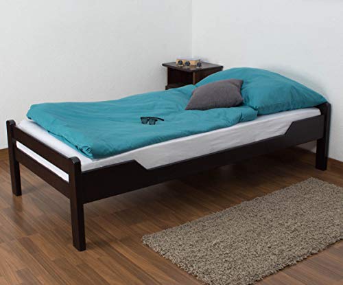 Einzelbett "Easy Premium Line" K1/1n, Buche Vollholz massiv Schokobraun - Maße: 90 x 200 cm von Steiner Shopping