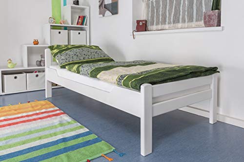 Einzelbett "Easy Premium Line" K1/2n, Buche Vollholz massiv weiß lackiert - Maße: 90 x 200 cm von Steiner Shopping