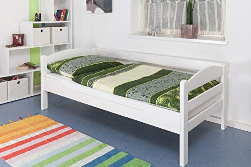 Einzelbett "Easy Premium Line" K1/n/s, Buche Vollholz massiv weiß lackiert - Maße: 90 x 200 cm von Steiner Shopping