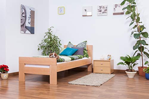 Einzelbett "Easy Premium Line" K2, Buche Vollholz massiv Natur - Maße: 90 x 200 cm von Steiner Shopping