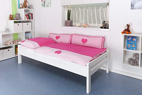 Kinderbett/Jugendbett "Easy Premium Line" K1/1n, Buche Vollholz massiv weiß lackiert - Maße: 90 x 190 cm von Steiner Shopping