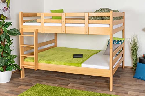 Stockbett 140 x 200 cm für Erwachsene "Easy Premium Line" K24/n, Kopf- und Fußteil gerade, Buche Massivholz Natur lackiert, teilbar von Steiner Shopping