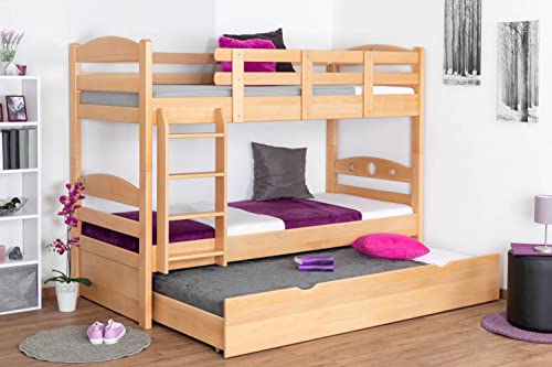 Stockbett für Erwachsene "Easy Premium Line" K18/h inkl. Liegeplatz und 2 Abdeckblenden, Kopfteil mit Löchern, Buche Vollholz massiv Natur - Liegefläche: 90 x 200 cm, teilbar von Steiner Shopping