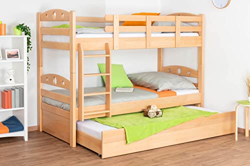 Stockbett für Erwachsene "Easy Premium Line" K19/h inkl. Liegeplatz und 2 Abdeckblenden, Kopf- und Fußteil mit Löchern, Buche Vollholz massiv Natur - Liegefläche: 90 x 200 cm (B x L), teilbar von Steiner Shopping