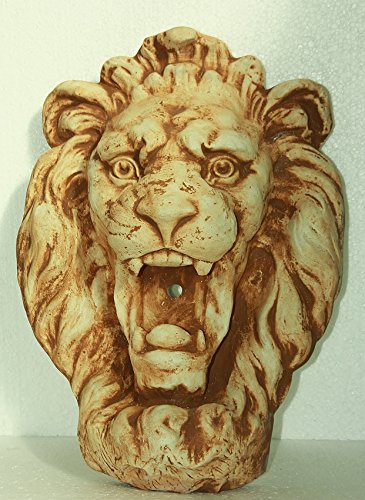 Steinfigur Löwenkopf, Patiniert, Wasserspeier für die Wand, aus Steinguss von Steinfiguren Horn