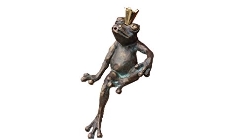 Steinfiguren Horn Wasserspeier Froschkönig, Bronze Frosch, Tierfigur für Garten & Teich von Steinfiguren Horn