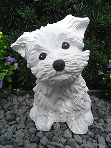 STEINFIGUREN SPICKER Steinfigur Hund 125/5, Gartenfigur Steinguss Tierfigur Weiß von STEINFIGUREN SPICKER