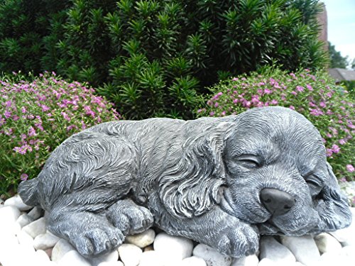 STEINFIGUREN SPICKER Steinfigur Hund schlafend 153/1, Gartenfigur Steinguss Tierfigur Basaltgrau von STEINFIGUREN SPICKER