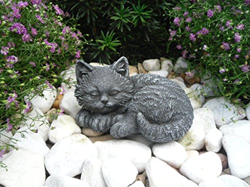 STEINFIGUREN SPICKER Steinfigur Katze mini, 156/1 Gartenfigur Steinguss Tierfigur Basaltgrau von STEINFIGUREN SPICKER