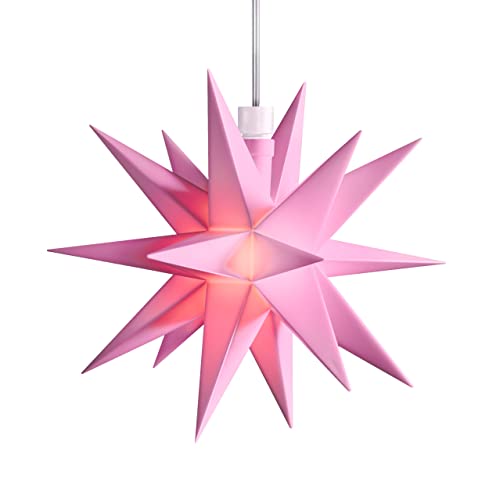 3D LED Stern Ø 12 cm Weihnachtsstern Batterie Ministern Innen mit Timer Kunststoff Stern klein Leuchtstern Deko für innen Indoor (Rosa) von STEINFIGURENWELT GIEBEN