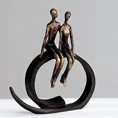Casablanca Design Skulptur Close Paar auf Ring Höhe 35 cm Breite 30 cm bronzeoptik aus Poly Wohnzimmer Skulpturen Deko Modern von STEINFIGURENWELT GIEBEN