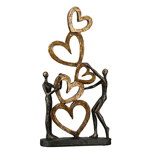 Casablanca Design Skulptur Herz auf Herz Paar mit Herzpyramide 41x21cm bronzeoptik Hochzeit Liebe Wohnzimmer Skulpturen Deko Modern von STEINFIGURENWELT GIEBEN