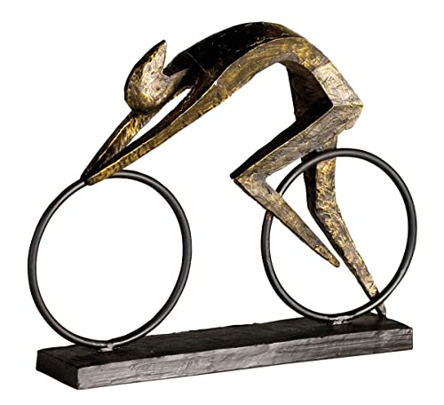 Casablanca Design Skulptur Racer Radfahrer Höhe 28.5 cm Länge 36 cm bronzeoptik aus Poly Wohnzimmer Skulpturen Deko Modern von STEINFIGURENWELT GIEBEN