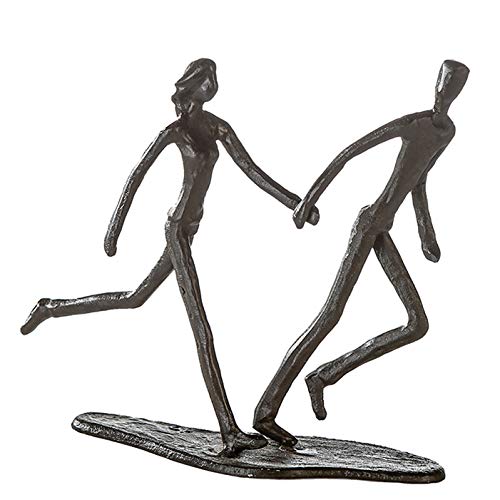 Casablanca Design Skulptur Running laufendes Paar Höhe 17 cm Breite 18 cm aus Eisen brüniert Hochzeit Liebe Freundschaft Wohnzimmer Skulpturen Deko Modern von STEINFIGURENWELT GIEBEN