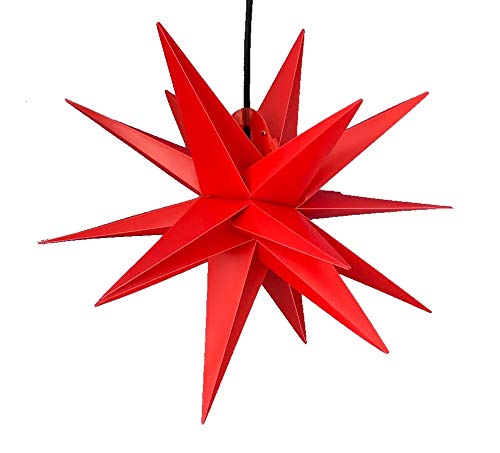 Steinfigurenwelt Giessen WEIHNACHTSSTERN beleuchtet 3D ROT 18 Zacken 55 cm Faltstern Außenstern Leuchtstern 4m Kabel von Dekowelt%% von STEINFIGURENWELT GIEBEN