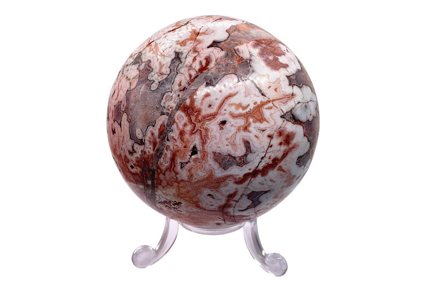 Steinfixx® Edelstein Ozeanjaspis Kugel mit Acrylständer I 490 gr. I Unikat, (Edelsteinkugel mit 7cm Durchmesser, 1-St., Madagaskar), Kristallkugel I Highlight für jeden Raum von Steinfixx®