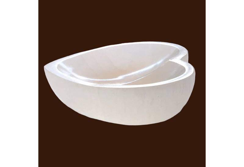 Steinfixx® Dekoschale Selenit Herzschale 10 cm oder 14 cm massive Ausführung Ladeschale (Herzform, 1 St., Schmuckschale), handgefertigt, hochglanzpoliert, gerade Standfläche aus Marokko von Steinfixx®