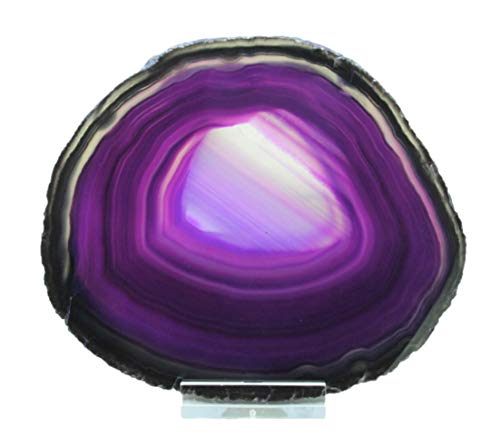 Steinfixx Achatscheibe Gross mit Acryl Ständer I Edelstein I Heilstein I Glücksstein I Chakra-Stein I Brasilien (lila) von Steinfixx