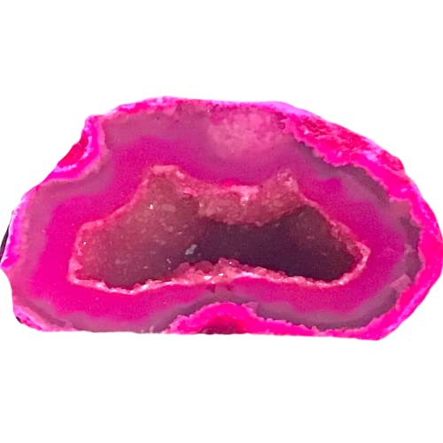 Steinfixx - wunderschön gefärbte Achat Geode | aufgeschnitten | A* Qualität | Schnittkante poliert I Glücksgeode I Feengarten (Pink) von Steinfixx