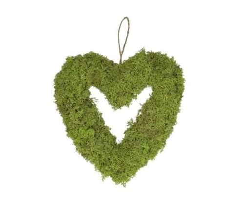 Steingaesser 30x30cm XL Moosherz Islandmoos Dekoherz grün mittelgrün Hochzeitsdeko Herz aus Moos Raumdeko Hänger Hochzeit Schmuck Eventdeko Valentinstag Landhaus Herzen naturdeko von Steingaesser