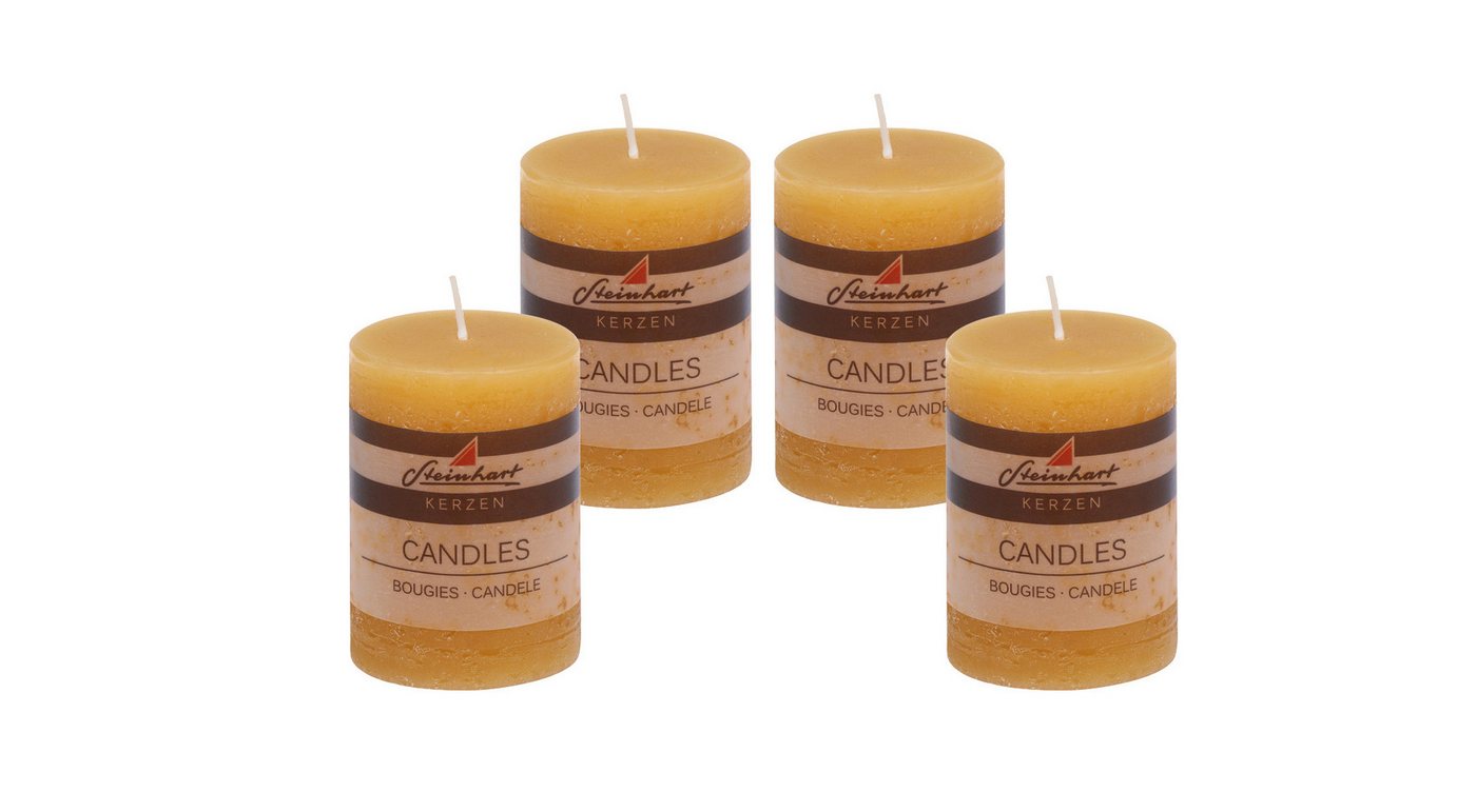 Steinhart Kerzen Adventskerze 4er Set Adventskranzkerzen "Raureif" Honig 80/58 mm von Steinhart Kerzen