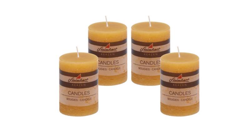 Steinhart Kerzen Adventskerze 4er Set Adventskranzkerzen "Raureif" Honig 80/58 mm von Steinhart Kerzen