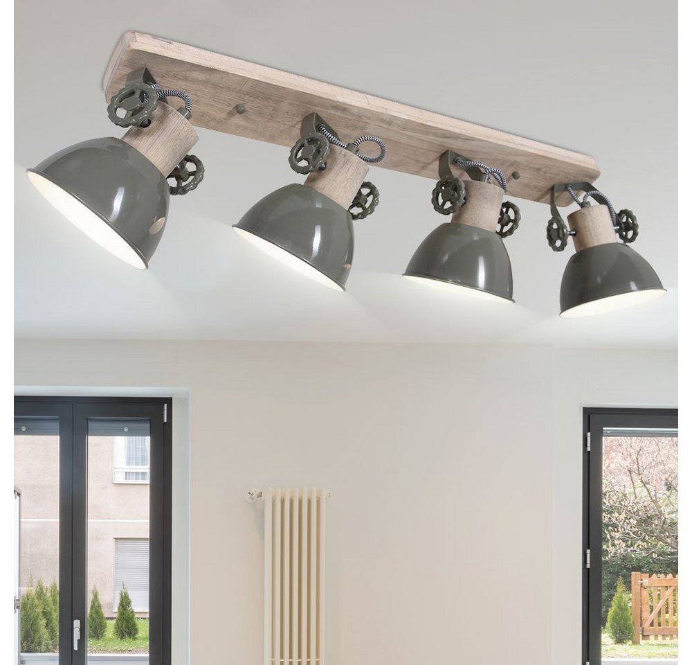 Steinhauer LIGHTING LED Deckenleuchte, Leuchtmittel nicht inklusive, Vintage Decken Leuchte Spot Strahler Leiste verstellbar Holz von Steinhauer LIGHTING