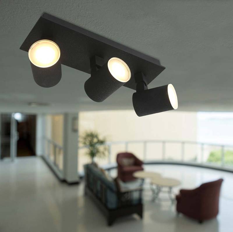 Steinhauer LIGHTING LED Deckenleuchte, Leuchtmittel inklusive, Warmweiß, Spotleiste Deckenleuchte Wohnzimmerlampe LED 3-Flammig schwarz dimmbar von Steinhauer LIGHTING