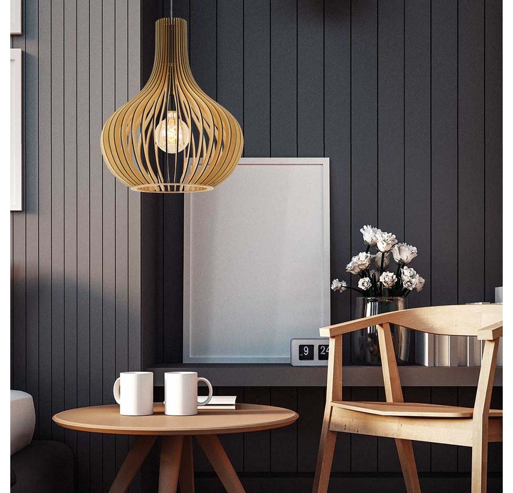 Steinhauer LIGHTING Pendelleuchte, Hängelampe Pendelleuchte dimmbar Boho Wohnzimmerleuchte Holzlampe von Steinhauer LIGHTING