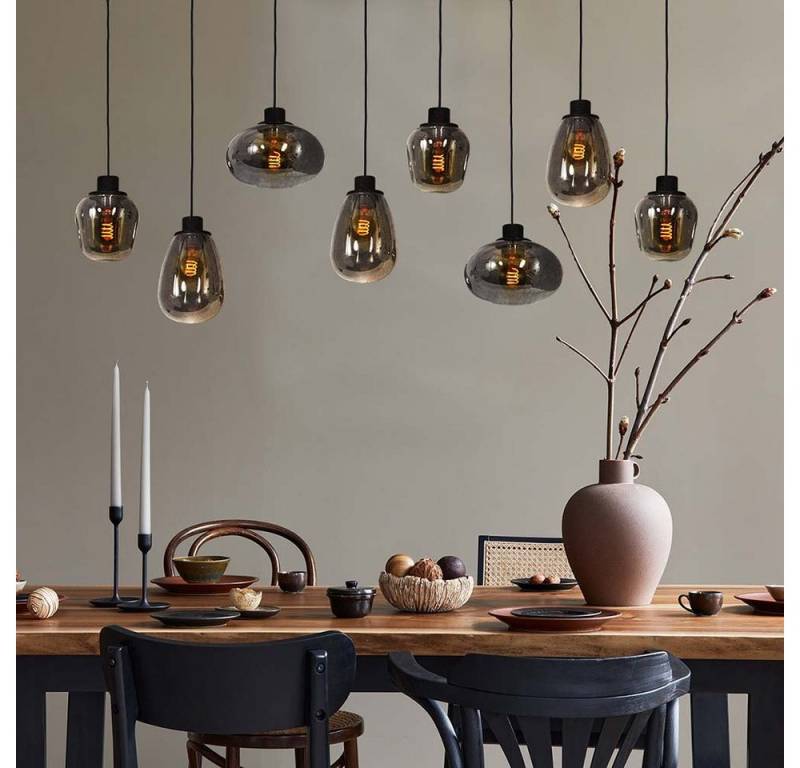 Steinhauer LIGHTING Pendelleuchte, Hängelampe Retro Pendelleuchte Glas grau 6 flammig Wohnzimmerleuchte L von Steinhauer LIGHTING