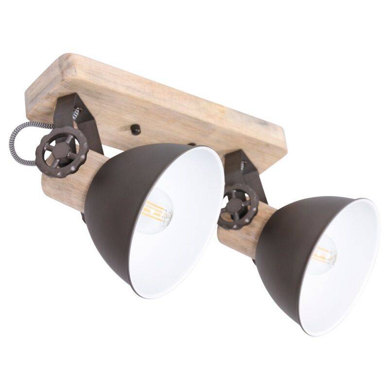 Steinhauer 2-fach Deckenspot Mexlite Gearwood anthrazit Holz von Steinhauer Lighting