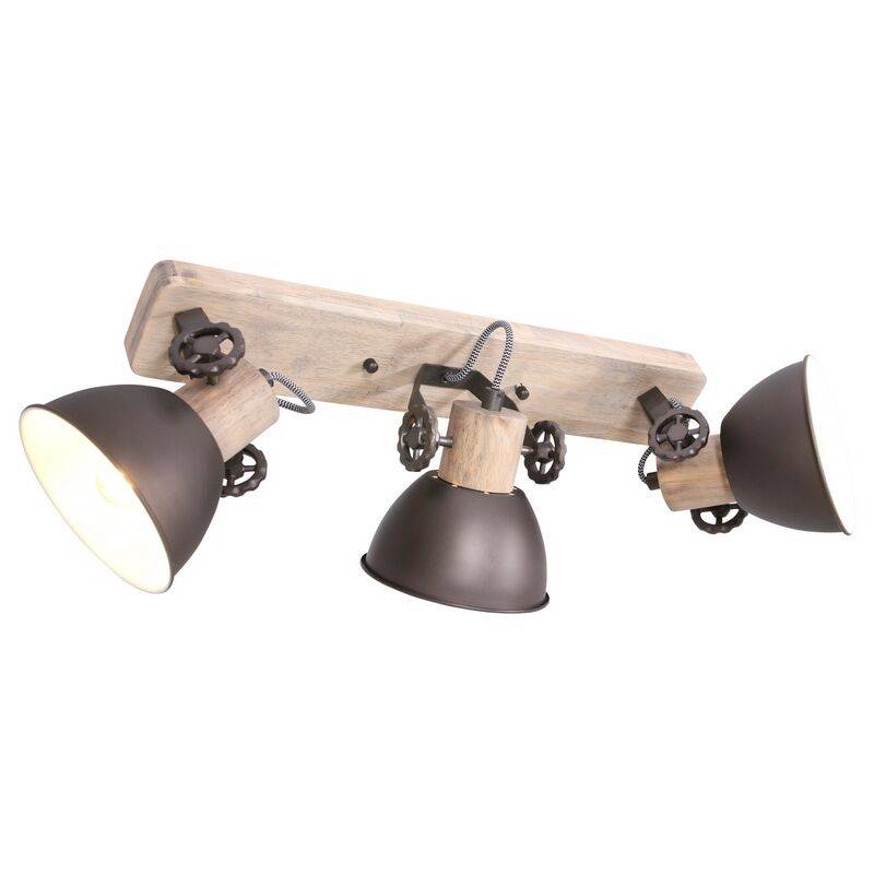 Steinhauer 3-fach Deckenspot Mexlite Gearwood anthrazit Holz von Steinhauer Lighting
