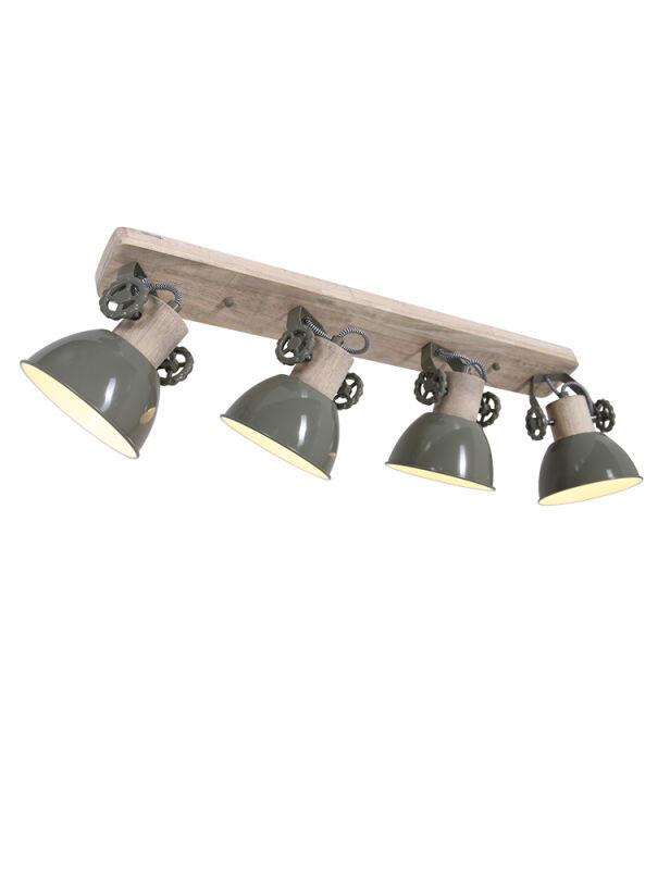Steinhauer 4-fach Deckenspot Mexlite Gearwood grün Holz von Steinhauer Lighting