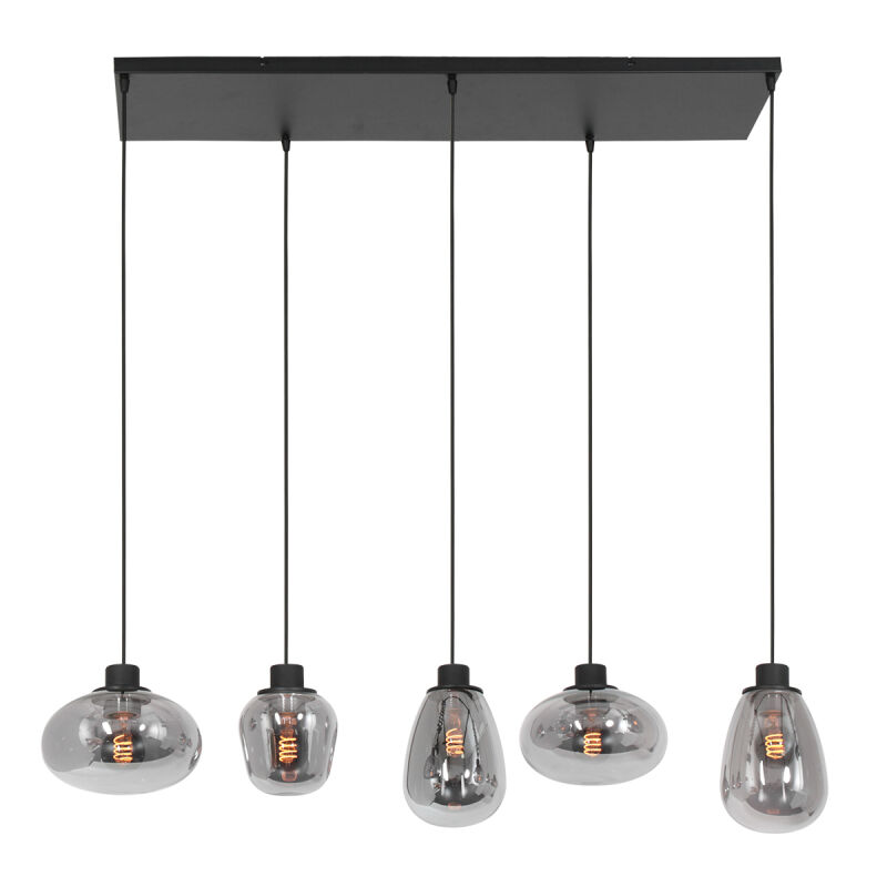 Steinhauer 5 flg. Rauchglaspendelleuchte Reflexion schwarz von Steinhauer Lighting