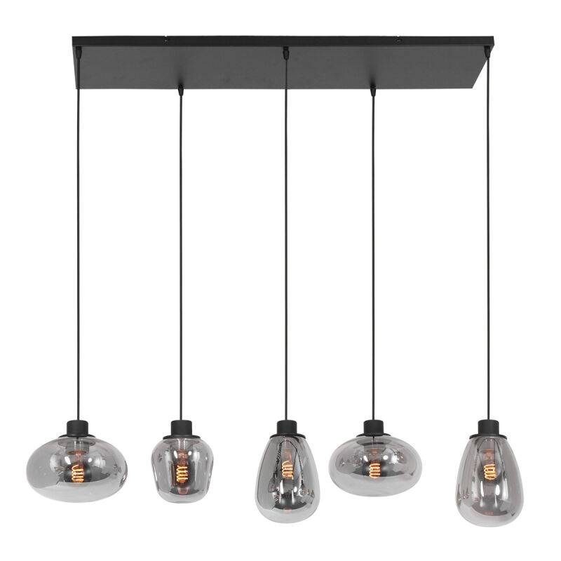 Steinhauer 5 flg. Rauchglaspendelleuchte Reflexion schwarz von Steinhauer Lighting