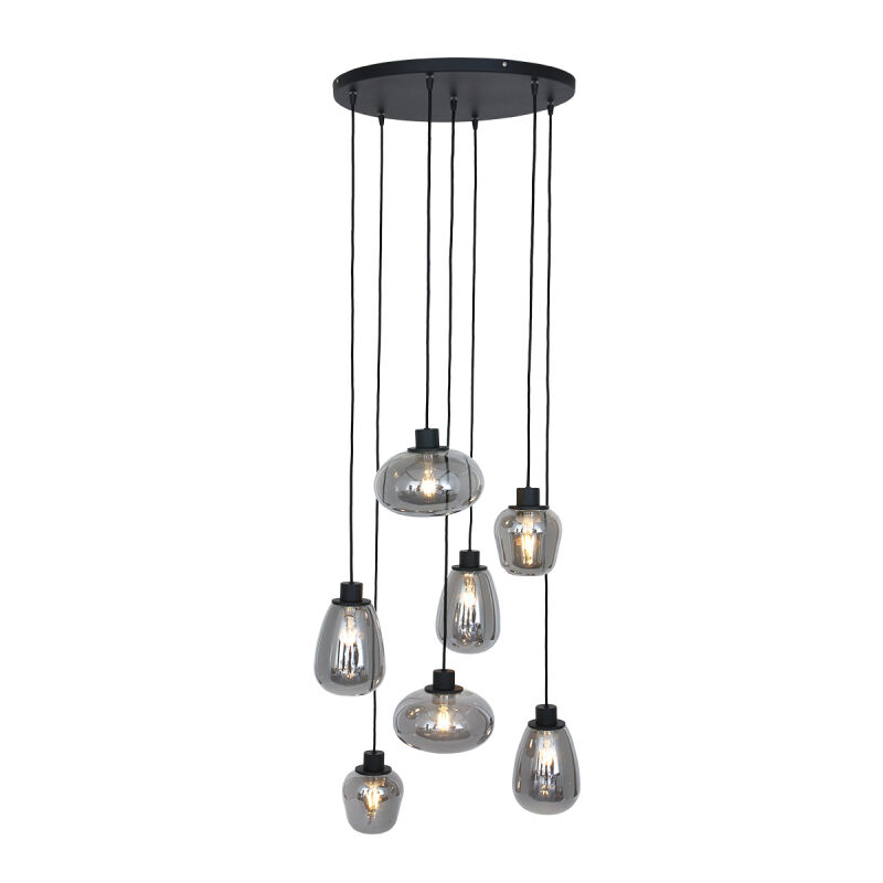 Steinhauer 7flg. Rauchglaspendelleuchte Reflexion schwarz von Steinhauer Lighting