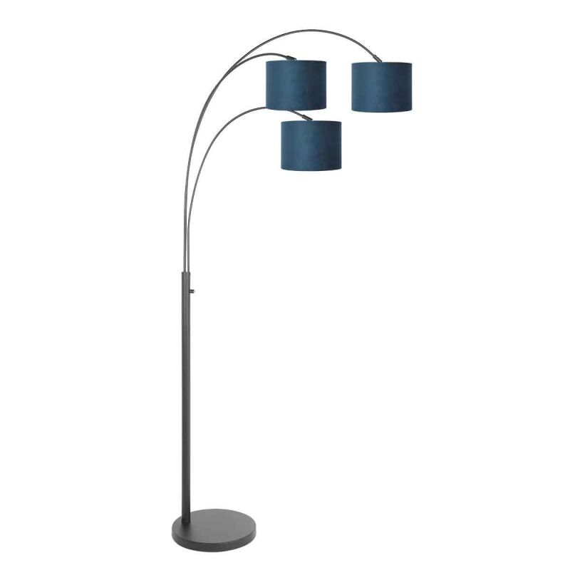 Steinhauer Bogenleuchte Sparkled Light 3-flammig schwarz verschiedene Variationen blau (Velours) von Steinhauer Lighting