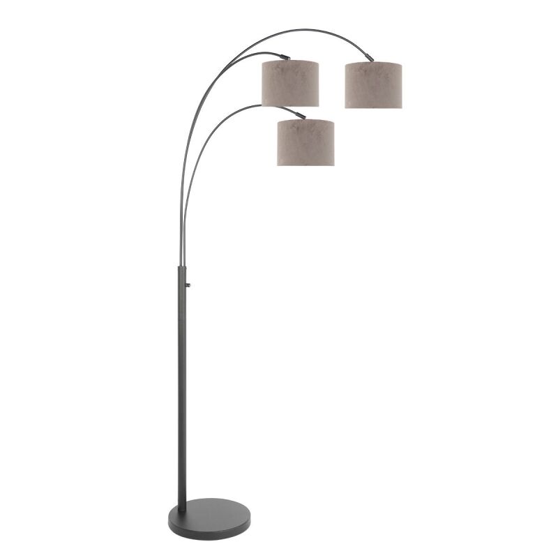 Steinhauer Bogenleuchte Sparkled Light 3-flammig schwarz verschiedene Variationen grau-silber (Velours) von Steinhauer Lighting