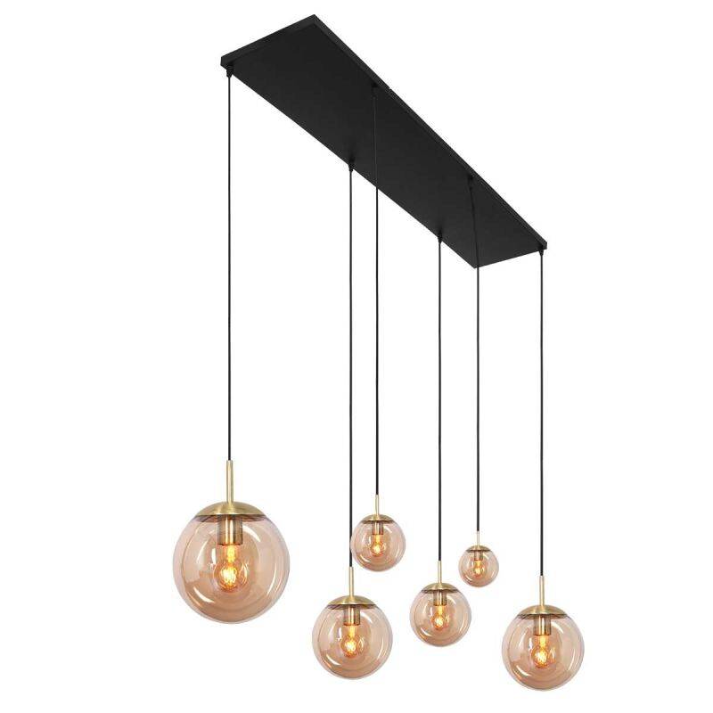 Steinhauer Bollique Pendelleuchte Amberglas messing 6 flammig von Steinhauer Lighting