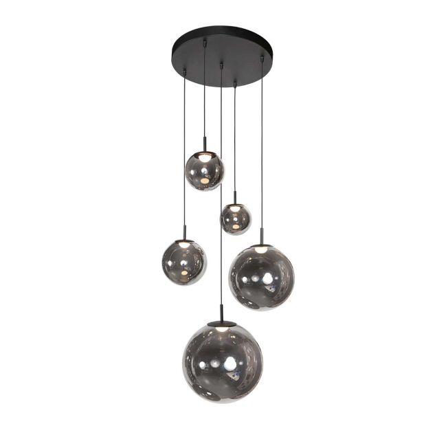 Steinhauer Bollique Pendelleuchte LED 5-flammig Rauchglas Schwarz Steinhauer Bollique Pendelleuchte LED 5-flammig Rauchglas Schwarz von Steinhauer Lighting