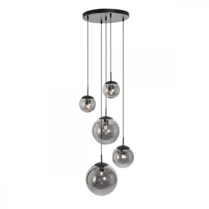 Steinhauer Bollique Pendelleuchte Rauchglas schwarz 5 flammig von Steinhauer Lighting